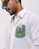TIGER WALKING - HAND EMBROIDERED DESIGNER SHIRT