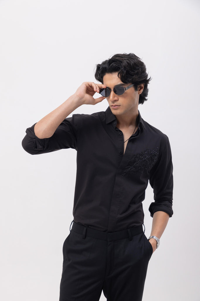 MOR PANKH HAND EMBROIDERED DESIGNER SHIRT - Main Image