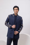 LEAF SILVER - INDOWESTERN SHORT OPEN JACKET WITH KURTA AND TROUSER SET