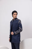 LEAF SILVER - INDOWESTERN SHORT OPEN JACKET WITH KURTA AND TROUSER SET