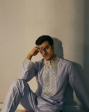 Ice blue embroidered kurta pant set