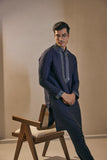 Dark blue embroidered kurta pant set