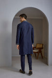 Dark blue embroidered kurta pant set