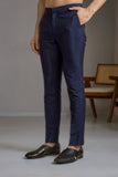 Dark blue embroidered kurta pant set