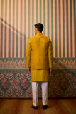 Mustard embroidered bundi kurta pant set