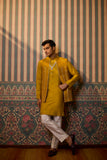 Mustard embroidered bundi kurta pant set