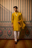 Mustard embroidered bundi kurta pant set