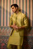 Green embroidered bundi, kurta pant set