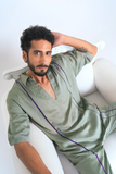 Green Co-ord Set with Purple Pipin