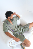 Green Co-ord Set with Purple Pipin