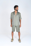 Green Co-ord Set with Purple Pipin