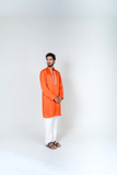 Orange-Pink Braid Kurta Set