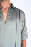 Green Shirt with Purple Pipin