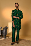 Bottle Green Tropical Kurta Set