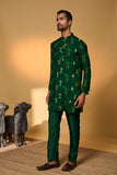 Bottle Green Tropical Kurta Set