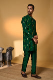 Bottle Green Tropical Kurta Set