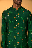 Bottle Green Tropical Kurta Set