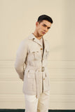 Natural Herringbone Linen Shacket