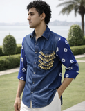 NEELKAR GHUNGROO BANDHANI DENIM SHIRT