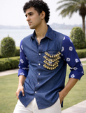 NEELKAR GHUNGROO BANDHANI DENIM SHIRT