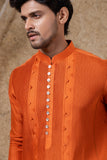 Orange Pintuck Kurta Set