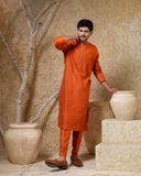 Orange Pintuck Kurta Set