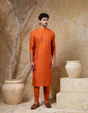 Orange Pintuck Kurta Set