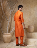 Orange Pintuck Kurta Set