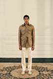 Olive Herringbone Linen Shacket