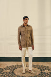 Olive Herringbone Linen Shacket