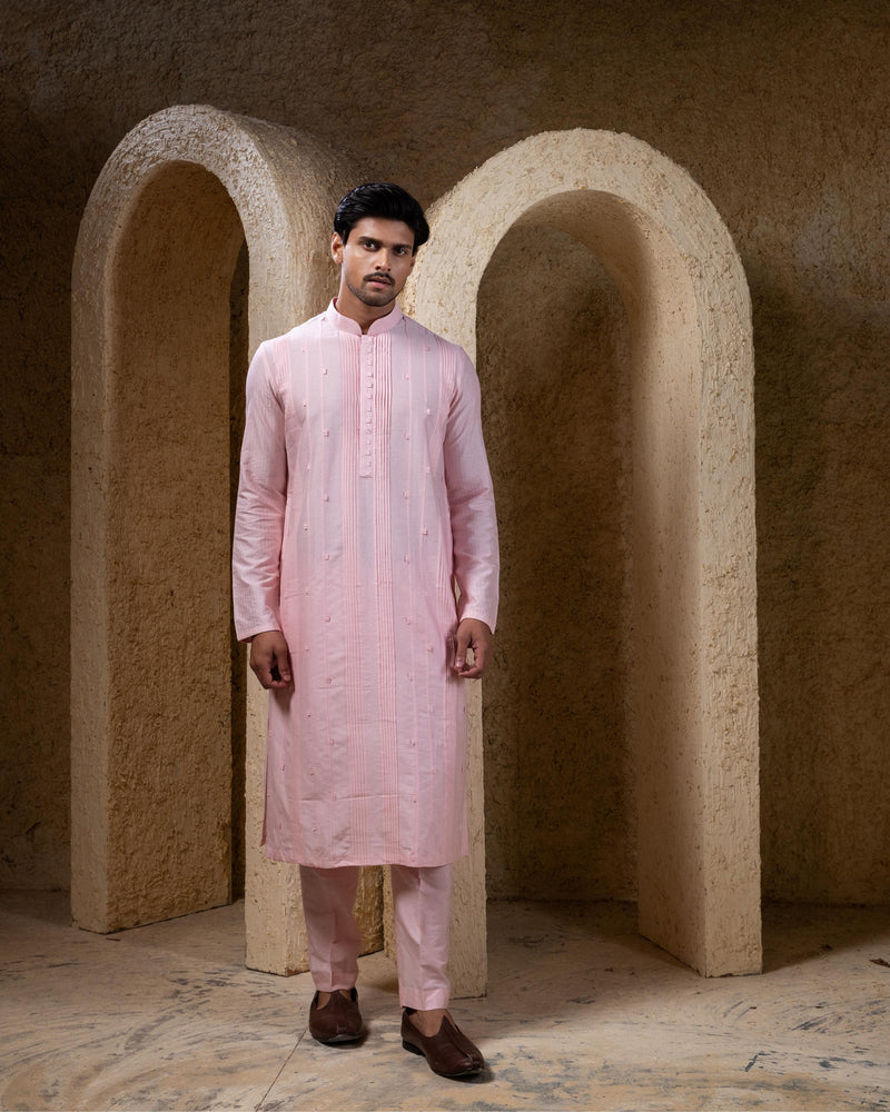 Pink Pintuck Kurta Set