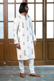 OFF WHITE EMBROIDERED KURTA WITH PANT