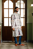 BLUE EMBROIDERED FOREST WHISPER PRINTED BANDI AND PRINTED KURTA WITH CHURIDAR