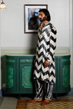 CHEVRON PRINTED EMBROIDERED KURTA AND SALWAR