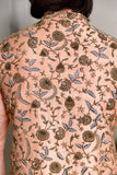 PEACH EMBROIDERED BANDI AND KURTA WITH COTTON SILK CHURIDAR