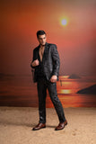 CHARCOAL TEXTURED PANTSUIT WITH WAISTCOAT