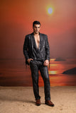 CHARCOAL TEXTURED PANTSUIT WITH WAISTCOAT