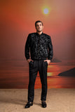 NOIR APPLIQUE VELVET BOMBER JACKET