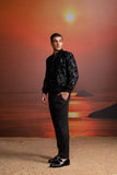 NOIR APPLIQUE VELVET BOMBER JACKET