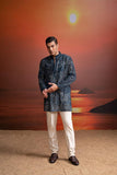 INDIGO SHEETED SEQUINS KURTA WITH IVORY PANTS