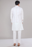 Off White Embroidered Kurta-Jacket Set 1