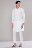 Off White Embroidered Kurta-Jacket Set 1