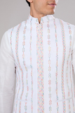 Off White Embroidered Kurta-Jacket Set 1