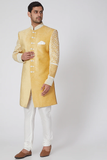 Yellow Thread Embroidered Achkan Jacket Set