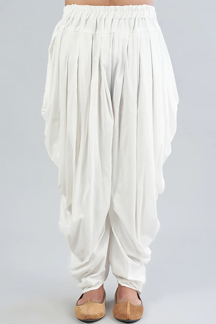 IVORY DUPION SILK DHOTI PANTS