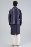 Royal Blue Zari Embroidered Bundi Jacket With Kurta Set