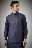 Navy Blue Embroidered Kurta-Jacket Set