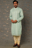 Pista green jaipuri printed kurta set