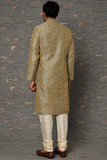 Mud brown and blue floral printed kurta set