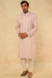 Powder pink jaipuri printed kurta set